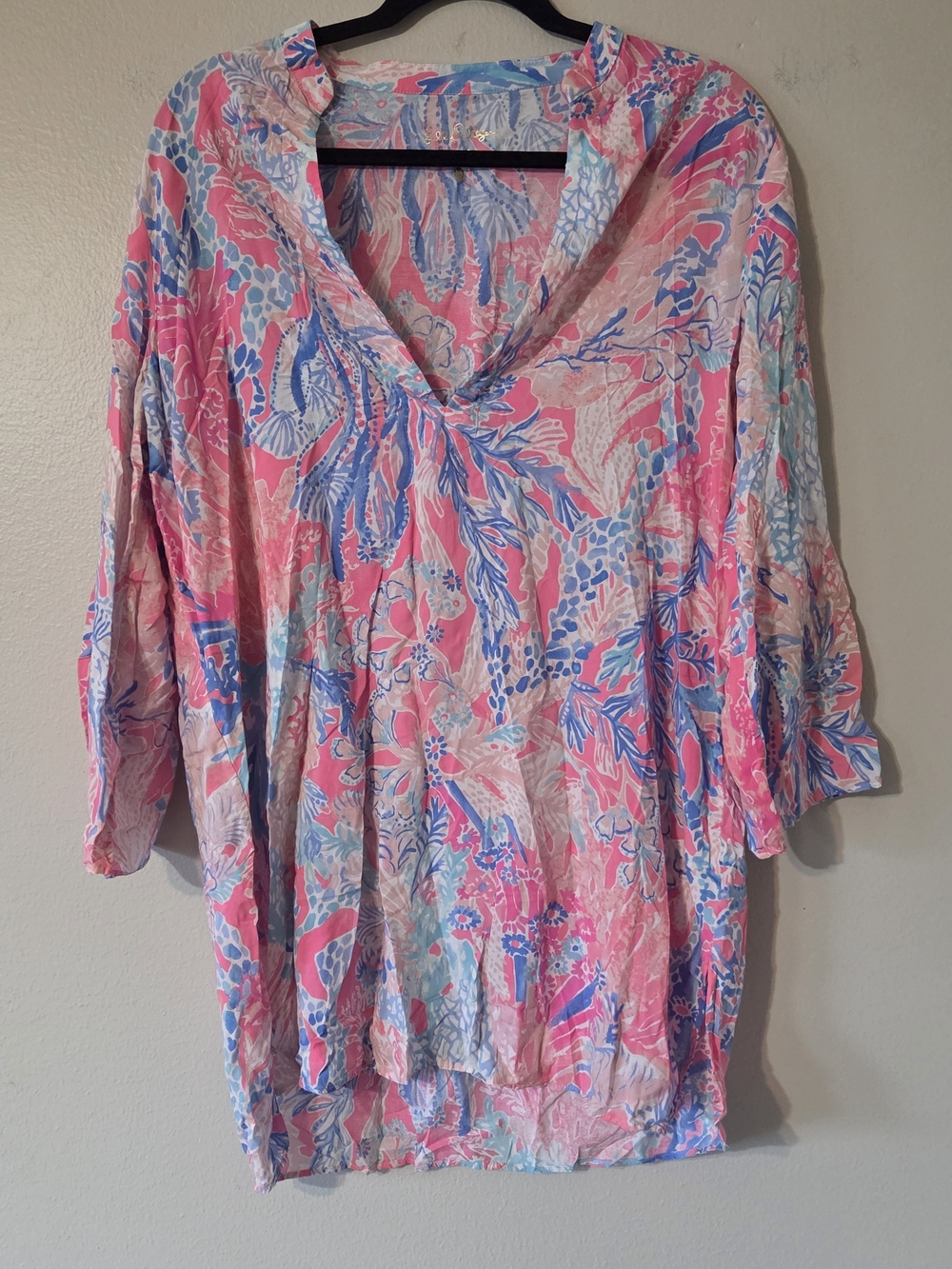 Lilly Pilitzer Esme Tunic  Swim Cover Women's  Pink Aquadesiac  Flowy Medium